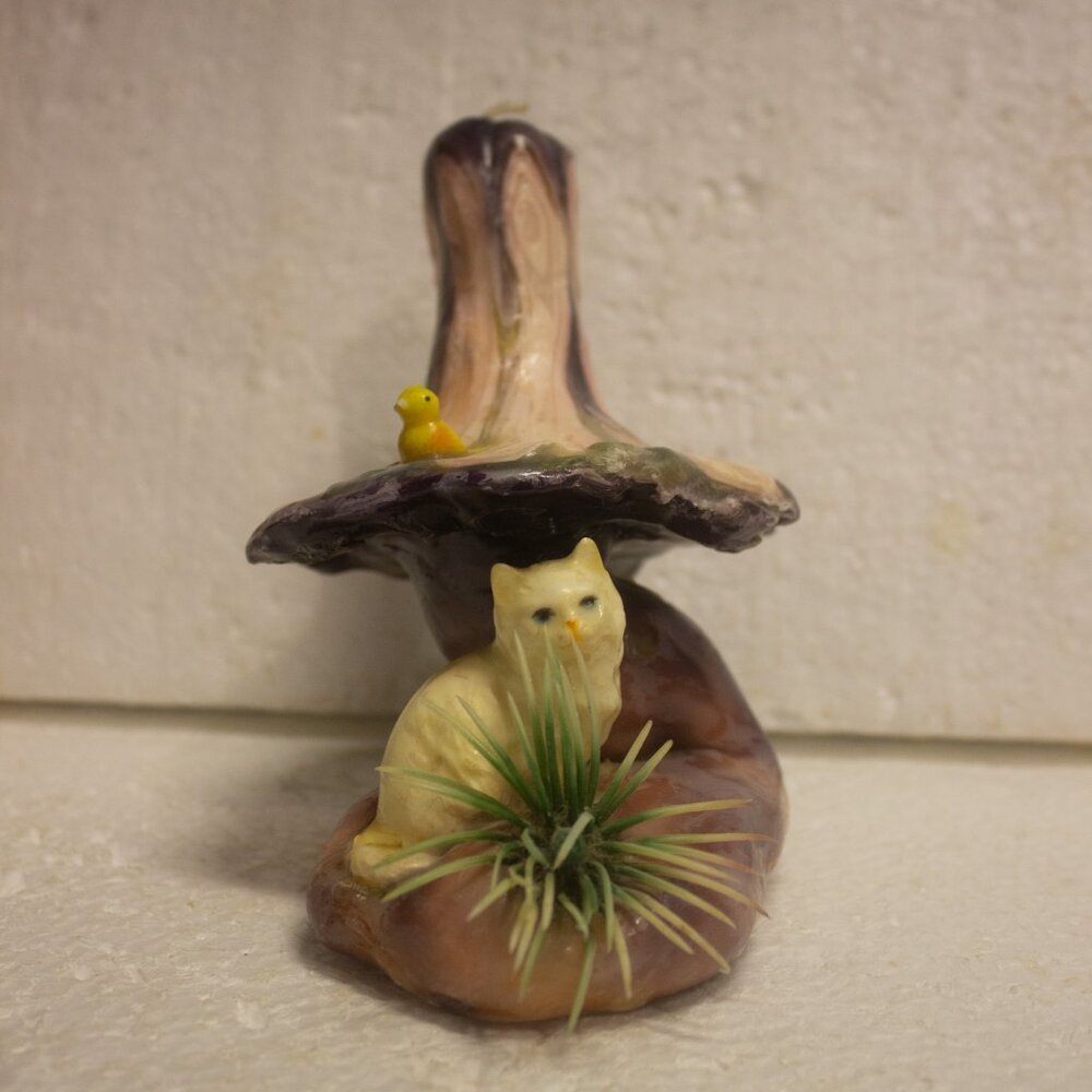 Unique Unused Candle Cat and Bird